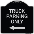 Signmission Reserved Parking Truck Parking W/ Left Arrow Heavy-Gauge Aluminum Sign, 18" x 18", BS-1818-23030 A-DES-BS-1818-23030